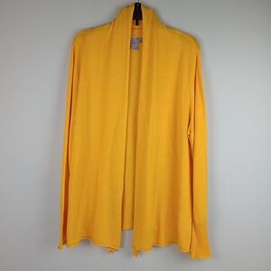 JCP Womens XL Yellow Cotton Wool Blend Open Front Shawl Collar Cardigan Sweater